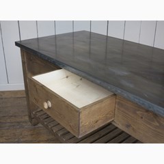 Antique Finish Zinc Top Central Island 