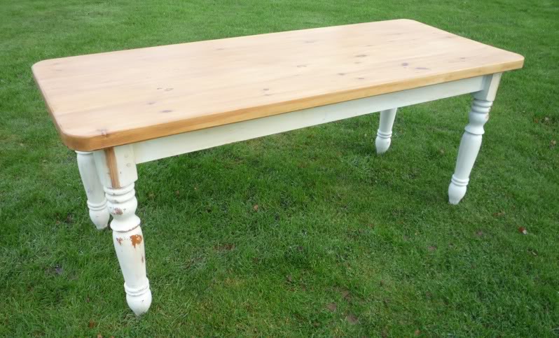 Painted & Distressed Kitchen Table in Farrow & Ball 3793