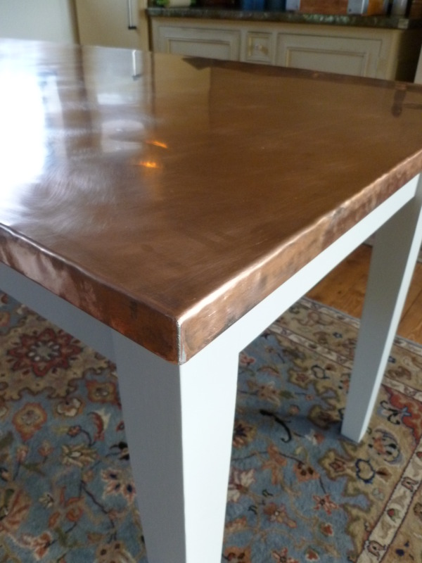 Natural Copper Topped Tapered Leg Table 6423